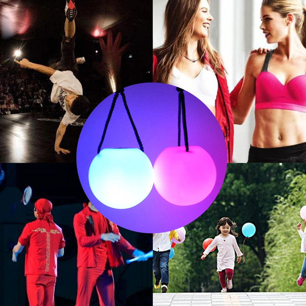 2 pcs Poi Balls LED Ball Balls 9 Mode 7 Color Light Poi Ball
