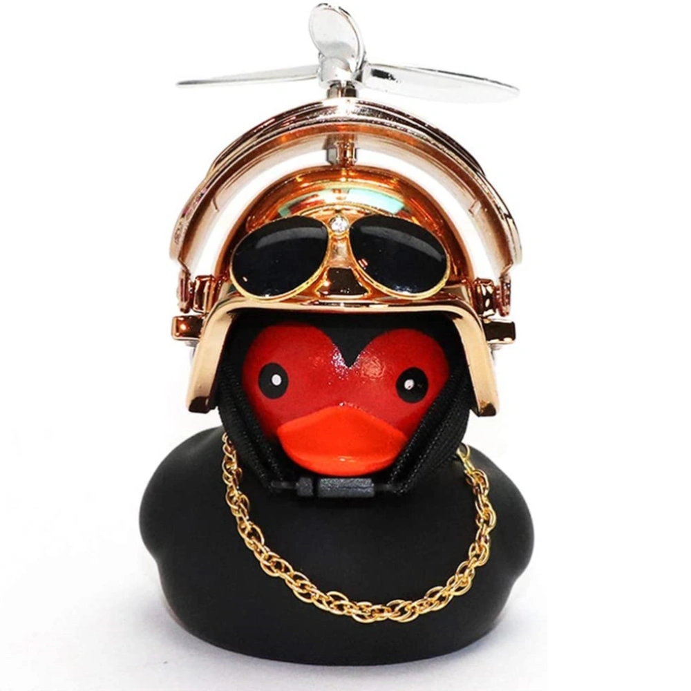 Little Black Duck Wearing a Helmet Car Exterior Decoration Multipurpose Soft Car Dashboard Decorations for Motorcycle Bedroom Car Dashboard