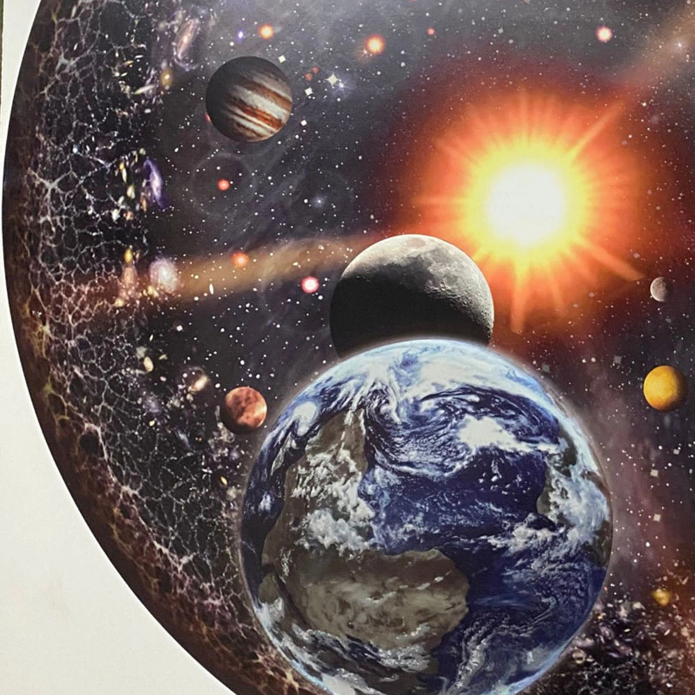 1000 Pcs Round Jigsaw Puzzle Universe Solar System Planet with Sun Earth Kids Adult Game Toy