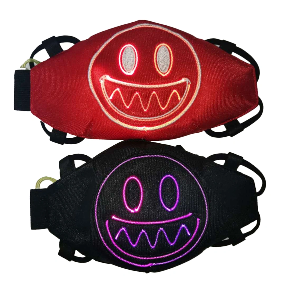 Random Pattern Voice Control Color Changing LED Face Face Cover Rechargeable Glowing Face Cover for Festival Dancing Rave Masquerade Costumes Party