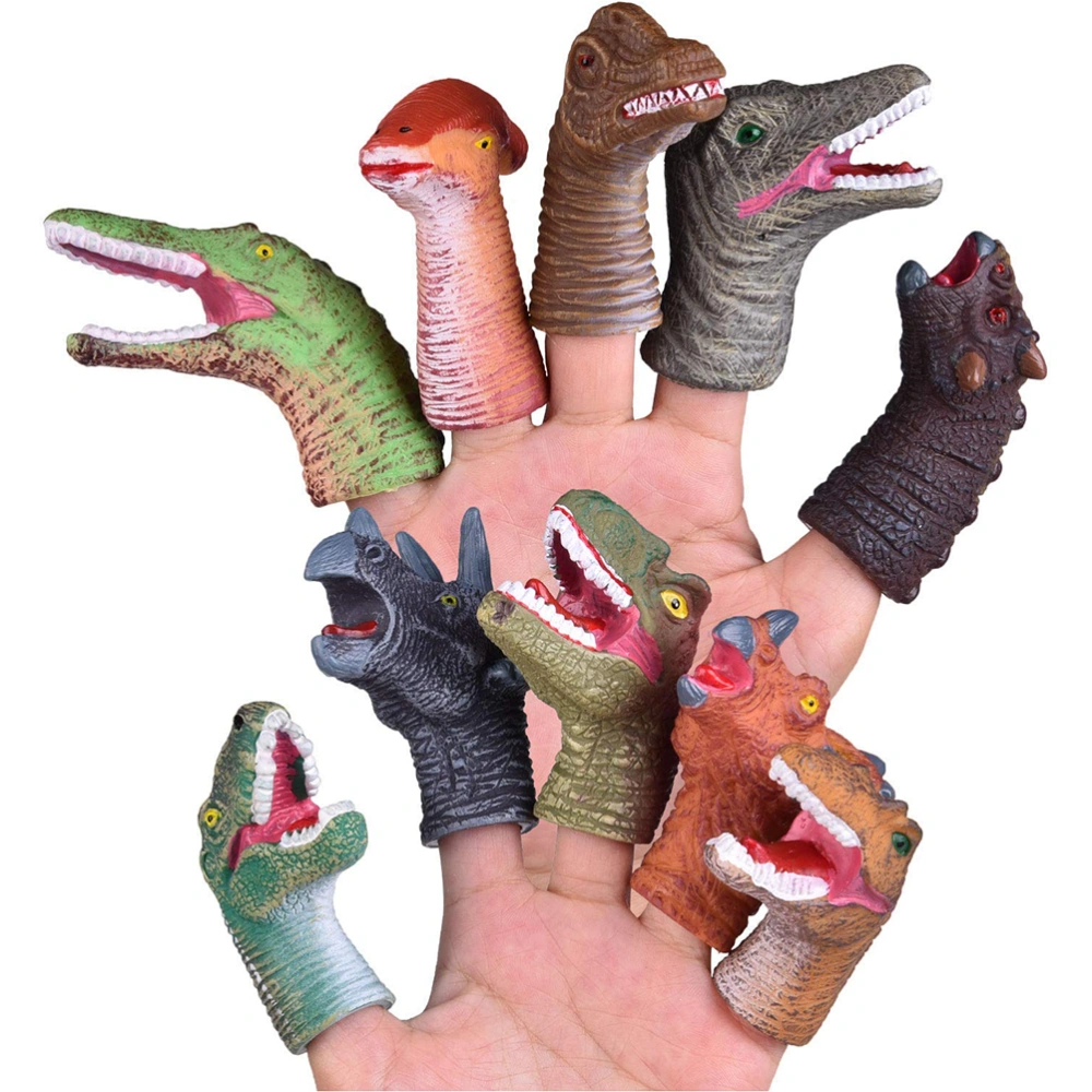 10 Pcs PVC Simulation Dinosaur Finger Puppets Kids Interactive Toy Doll Finger Puppets Baby Early Educational Hand Story Toys