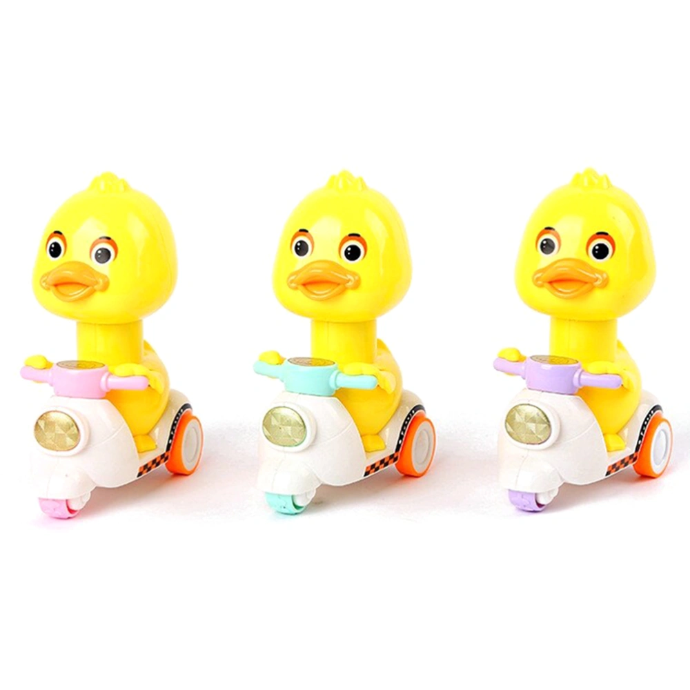 3 Pcs Random Color Kids Pressing Motorcycle Small Yellow Ducks Wind Up Toys Babies Inertia Car Toys