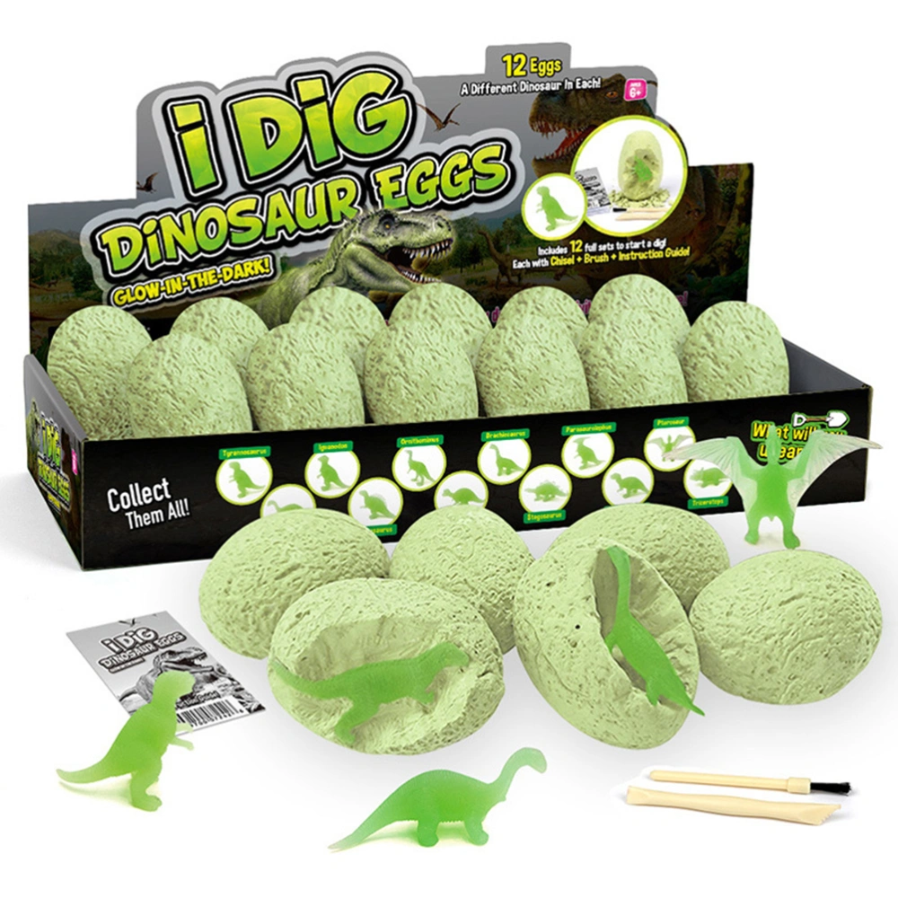 12pcs/set Dinosaur Fossil Egg Excavation Dig Kit for Kids DIY in The Dark Dinosaur Egg Archaeological Digging Kit