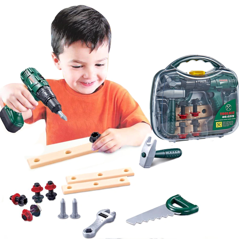 16pcs Kids Tool Set with Power Toy Drill Toy Tool Set Pretend Play Construction Toy Kids Gift