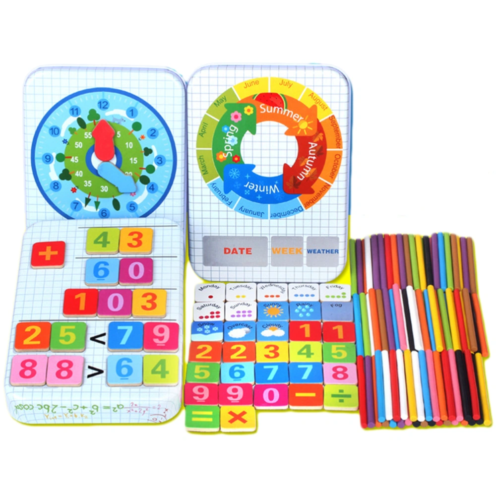 6 in 1 Muti Funcitional Counting Sticks Weather Week Math Clock Cognition Games Toys Educational Learning Kids Preschool Wooden Toys