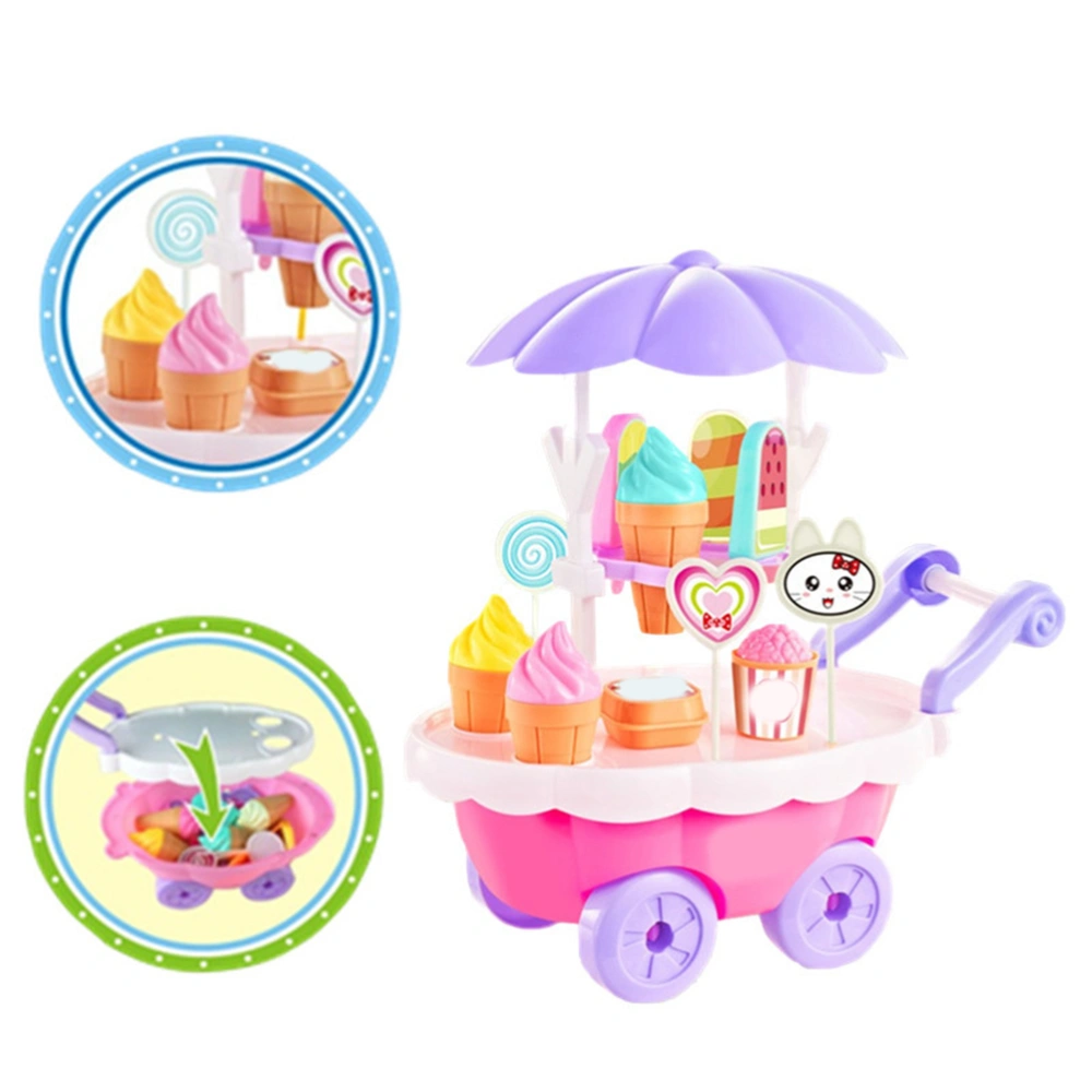 28pcs/Set Kids Children Girls Ice Cream Cart Toy Set Girl DIY Ice Cream Shop Supermarket Children Toys Playing Home Baby Toys