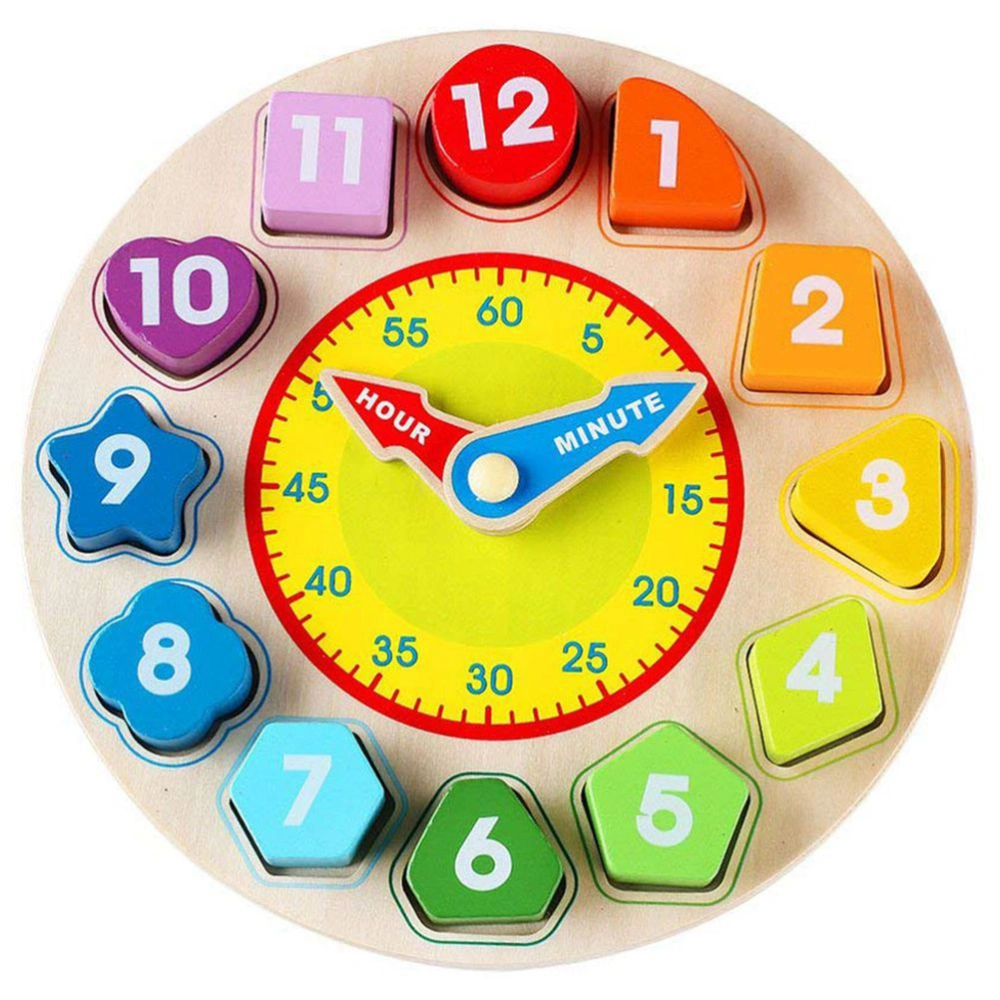 Educational Wooden Shape Matching Clock Geometric Shape Blocks Match Game Baby Gifts Toy