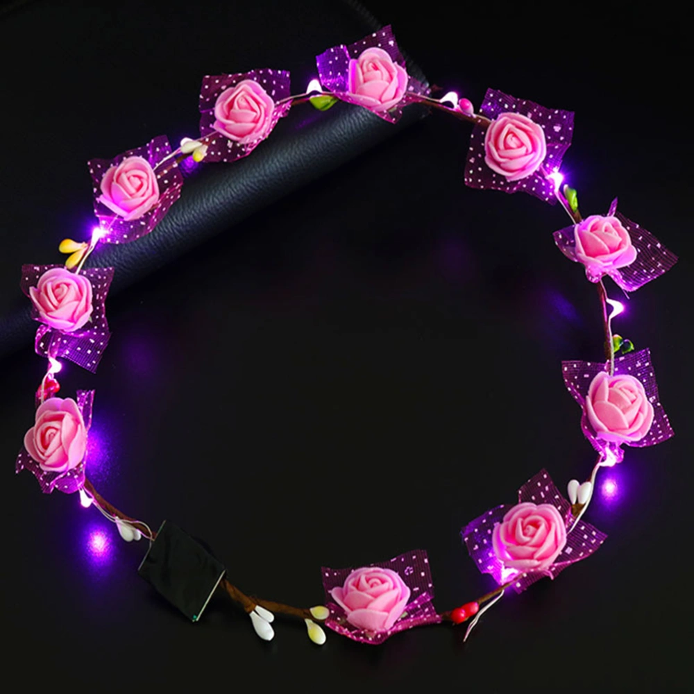 LED Flower Floral Hairband Garland Glowing Wreath Wedding Party Headband