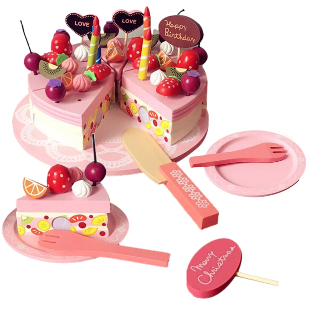 Kids Pretend Play Food Wooden Cutting Birthday Party Cake Toys Set Christmas Gifts