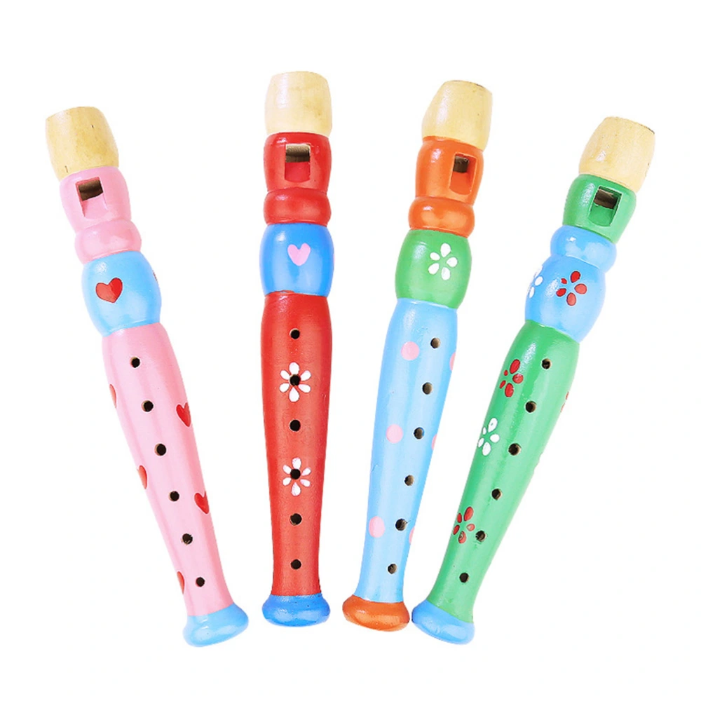 Random Small Wooden Recorders Colorful Piccolo Flute for Kids Learning Rhythm Musical Instrument Baby Early Education Music Sound Toys