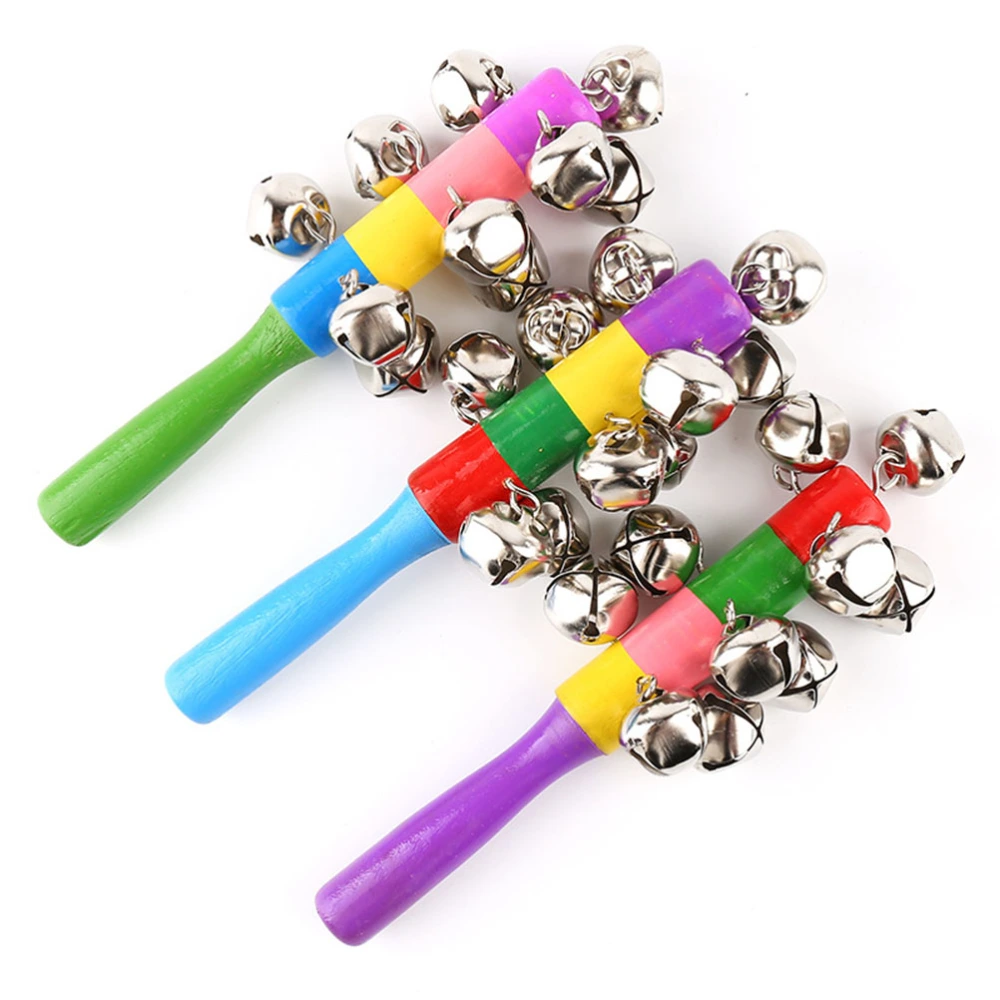 3Pcs Christmas Hand Jingle Bells Toys Rainbow Hand Percussion Shaker Rattle Toys Musical Rhythm Toys Early Educational Toys