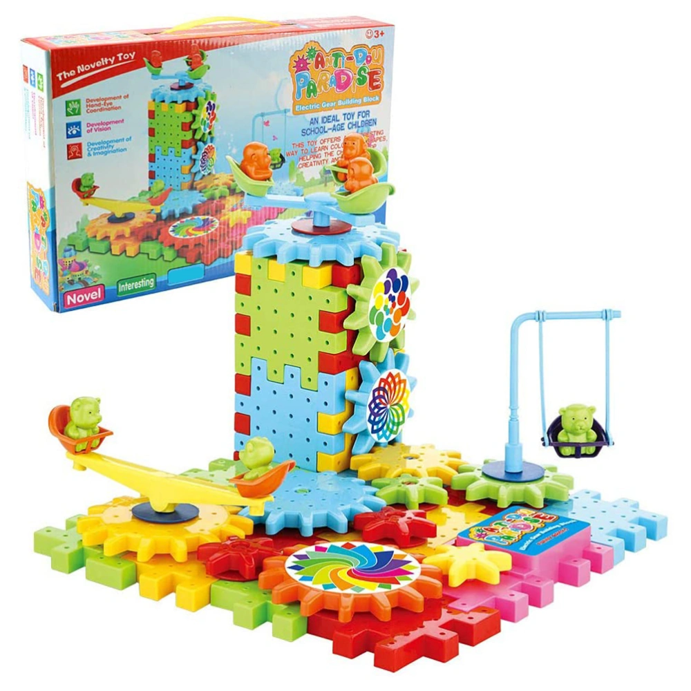 81 Piece DIY Gear Building Blocks Toy Set Learning Blocks Motorized Spinning Gears Construction Toy Kids DIY Gift