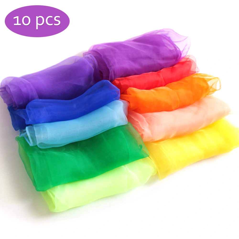 10Pcs Random Children Small Candy Color Scarves Kids Performance Dance Scarves