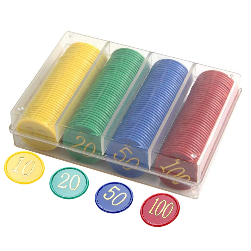 160pcs Plastic Poker Chips Value 10 20 50 100 Large Numbers for Tokens Coins Board Game Chips