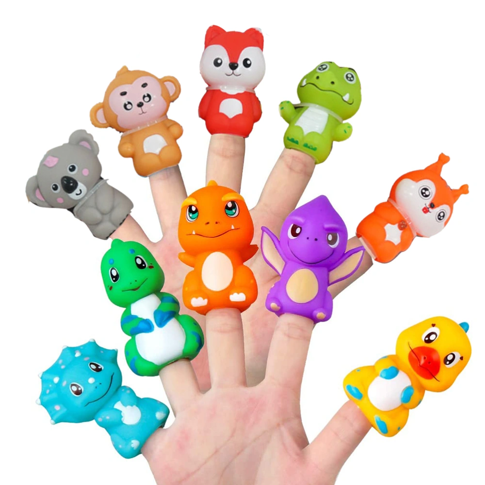 10 pcs PVC Animals Finger Puppets Colorful Storytelling Puppet Toy for Teaching Show Party Favors for Kids