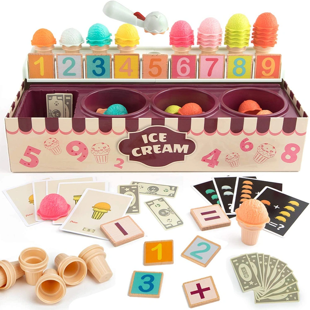 Kids Ice Cream Play Set Math and Logic Game Ice Cream Scoop Game Set Educational Role Play Game for Kids