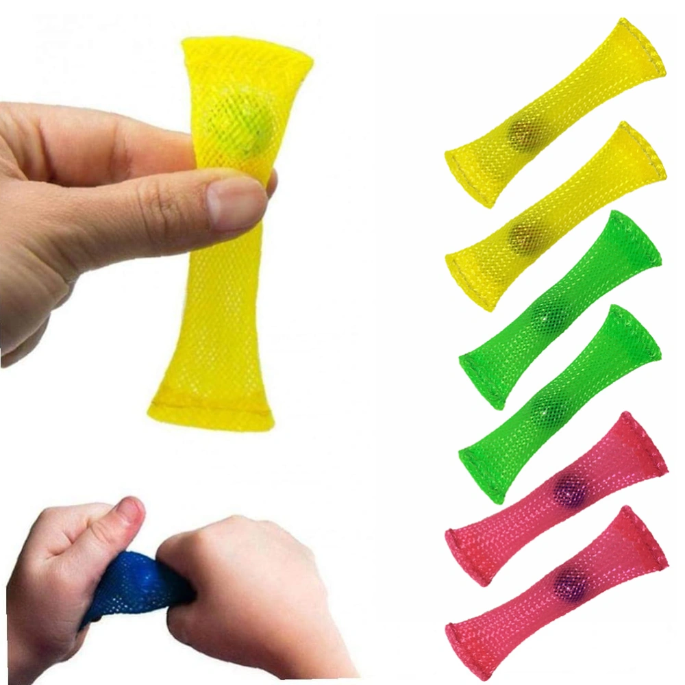 6pcs Braided Mesh Tube and Marble Ball for Kids Anti Stress Relief Games for Children Audlts Office Gadget