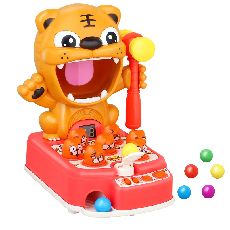 Multifunctional Pounding Bench Game Toys Kids Tiger Shooting Toys Marble Game Interactive Hammering Pounding Toy with Music Light