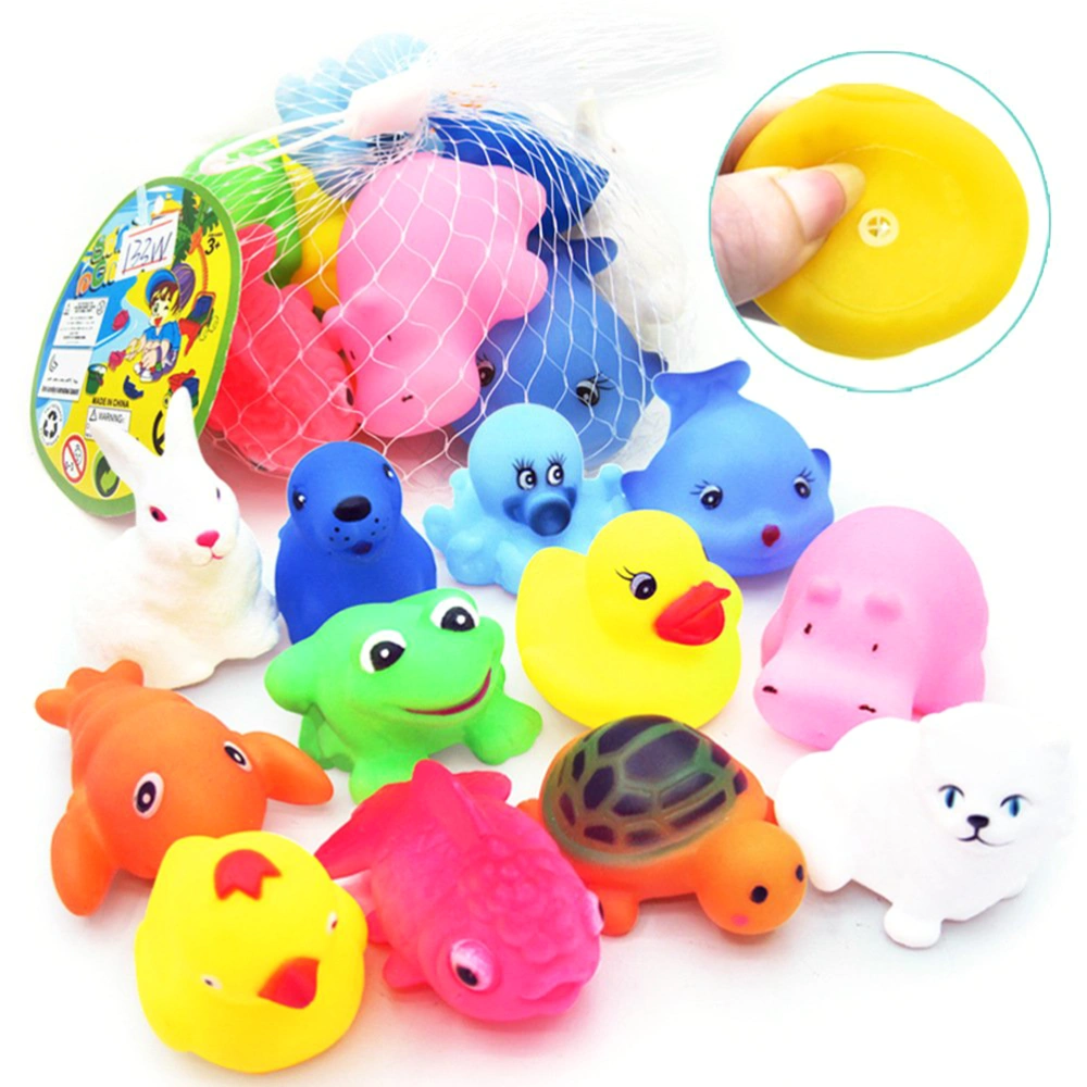 12pcs/set Animal Bath Toys with BiBi Sound Baby Water Toys Set for Kids Beach Game Bathtub Toys Baby Gift