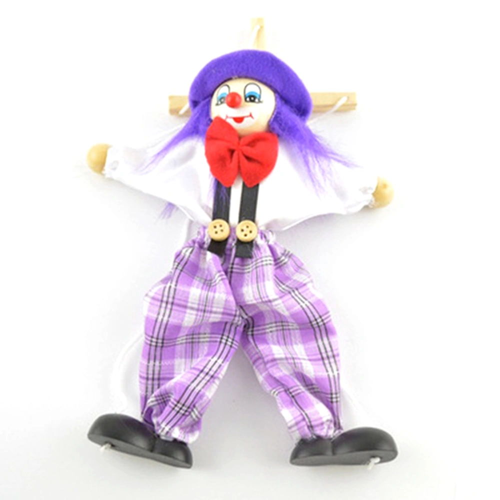 Funny Colorful Pull String Puppet Vintage Clown Wooden Marionette Handcraft Toys Joint Activity Doll Kids Gifts