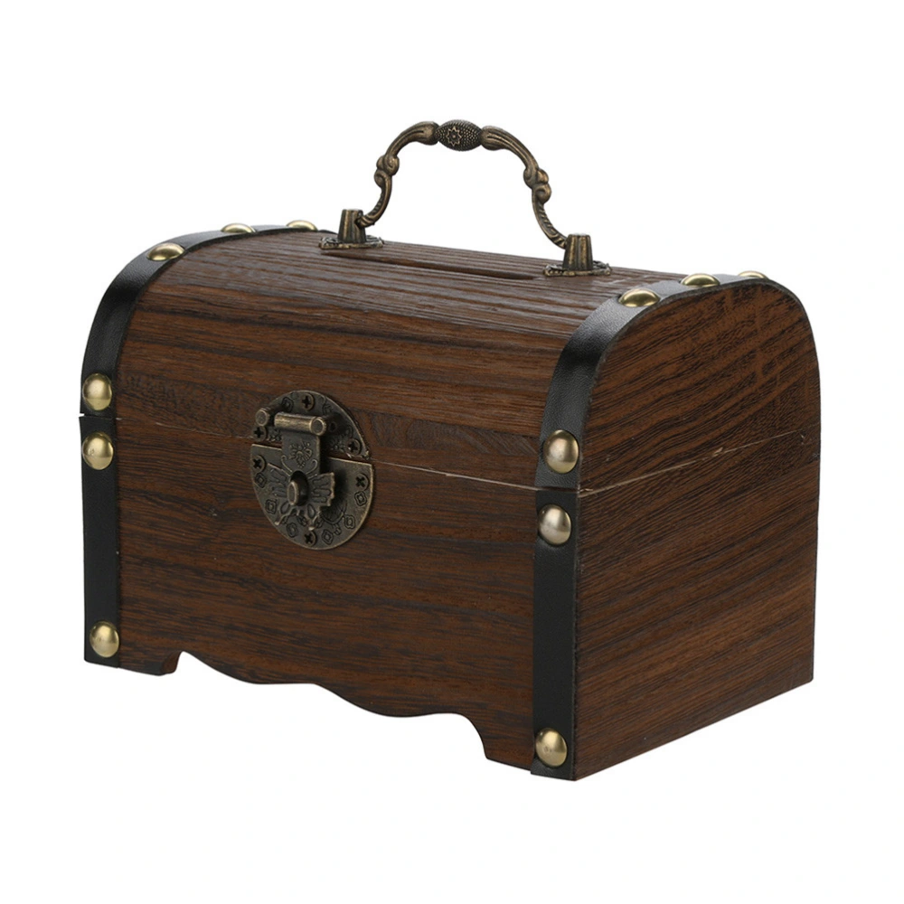 Wooden Piggy Bank Safe Money Box Savings with Lock Wood Carving Handmade Legendary Treasure Chest