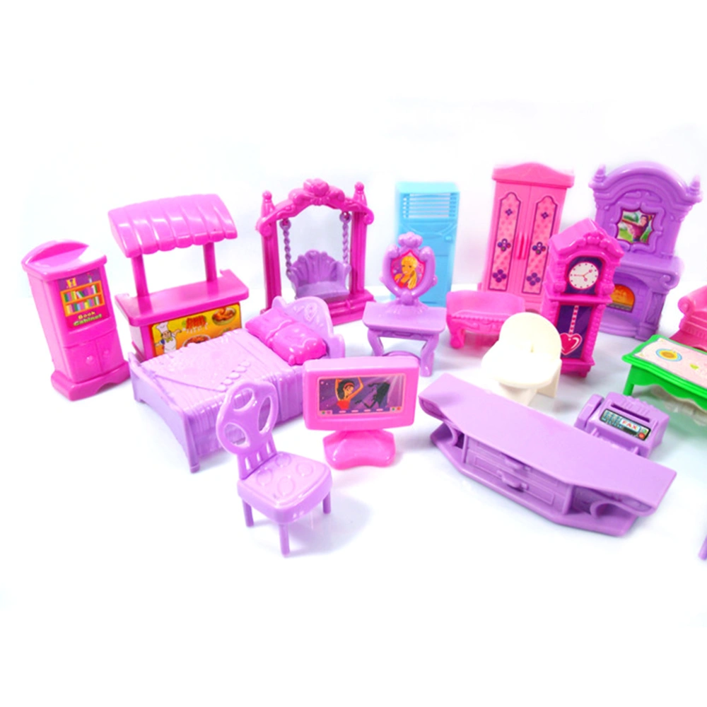 22Pcs Dollhouse Play Set Plastic Furniture Miniature Rooms Baby Kids Pretend Play Toys