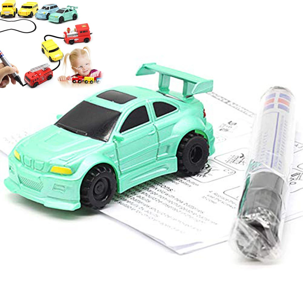 Fun Pen Inductive Car Truck Follow Any Drawn Black Line Mini Toy Engineering Vehicles Educational Toy