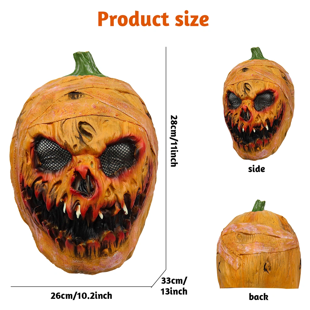 Halloween Creepy Latex Pumpkin Head Face Cover Novelty Scary Halloween Costume Party Props