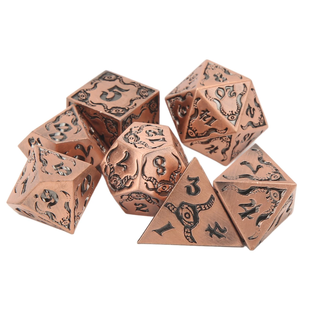 7pcs Polyhedral Dice Set Children Aluminum Alloy Dice Board Game Props for Family Gathering Party Type 3