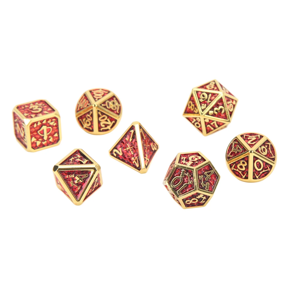 7pcs Metal Dice Polyhedral Clear Numbers Fade Resistant Dragon Scale Dice Set for Role Playing Games