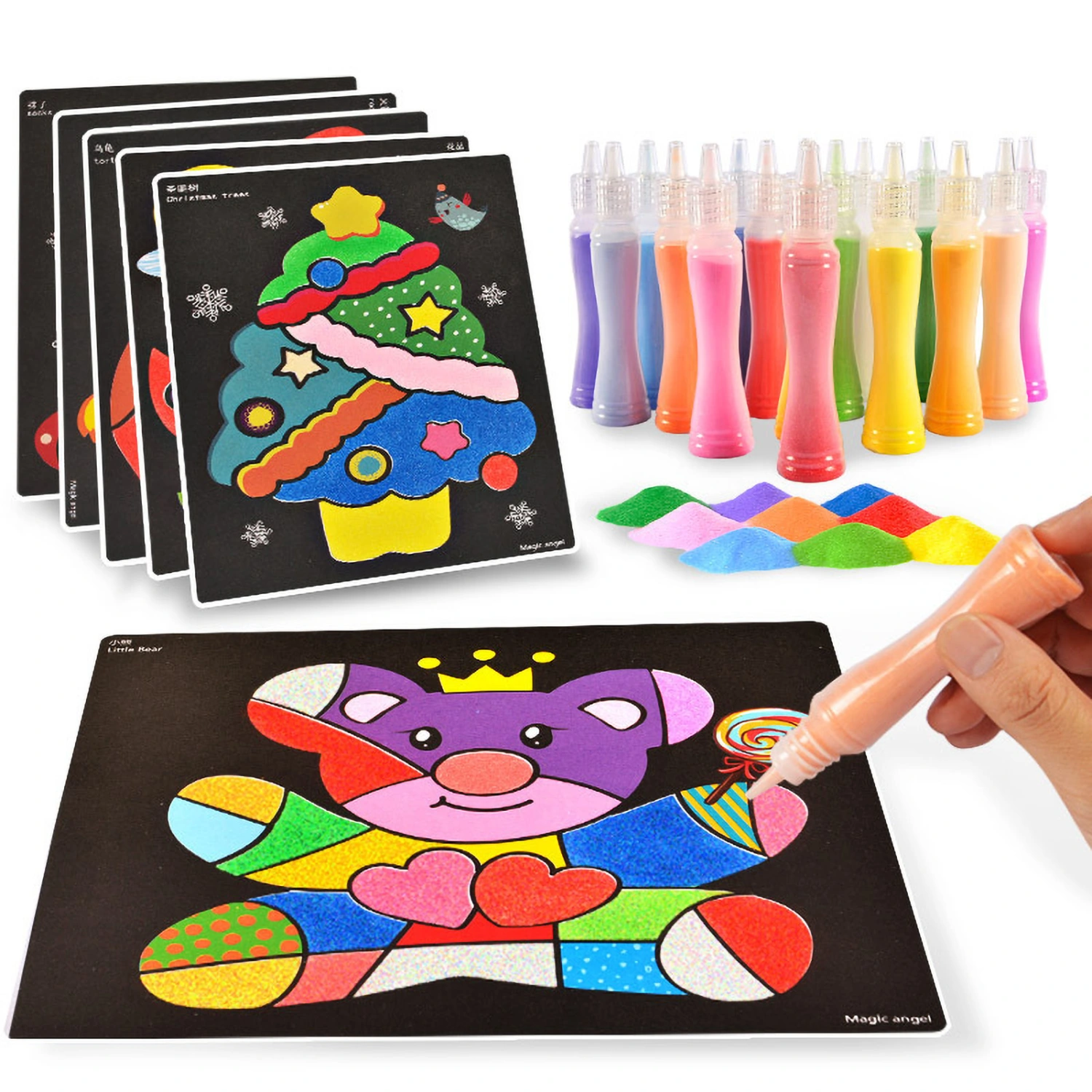 Sand Drawing Paper Set Children DIY Art Color Painting Creative Drawing Early Education Toys 12 Colors 24 Sheets