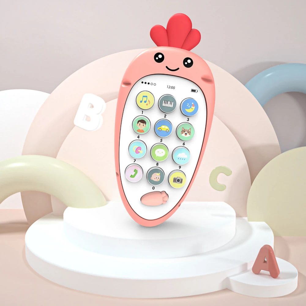 Baby Phone Toy Silicone Baby Pretend Phone Toy Turnip Shaped Play Phone Interactive Toys Pink