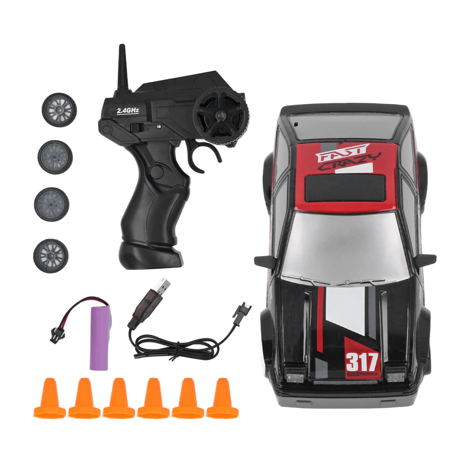 1/24 RC Car Rechargeable Powerful 2.4G Remote Control 4WD Vehicle Toy RC Drift Car
