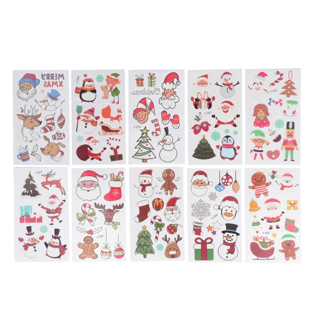 10Pcs Christmas Tattoo Stickers Luminous Waterproof Temporary Face Funny Decoration