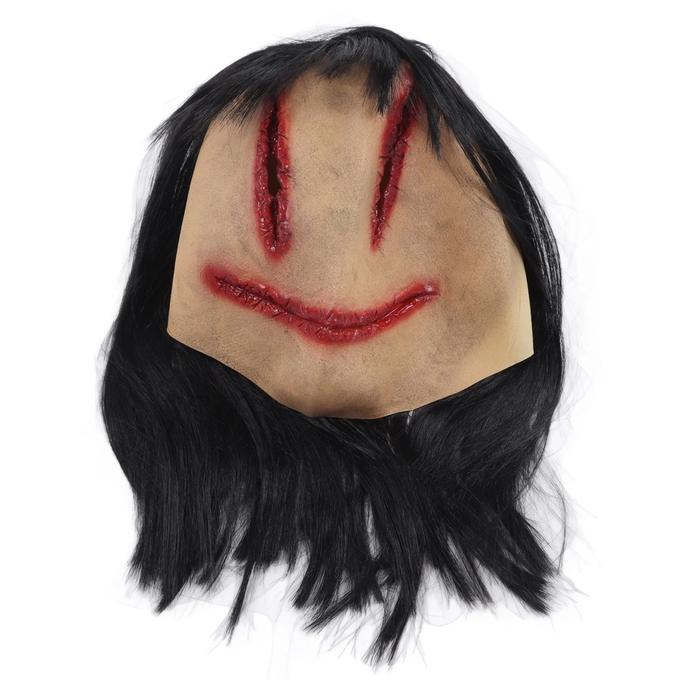 Halloween Ghost Mask Scary Weird Horror Devil Mask with Long Hair for Haunted House Dress Up Props Cosplay