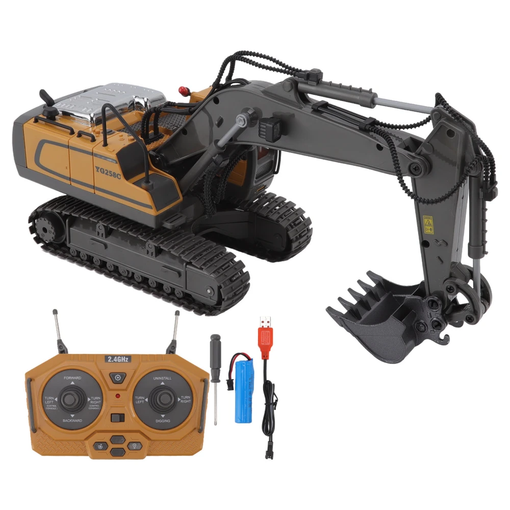 RC Excavator 1/20 Scale 11 Channels 2.4G MHz Plastic Alloy Remote Control Excavator Construction Vehicles Toy for Boy 11 Channel BC1043