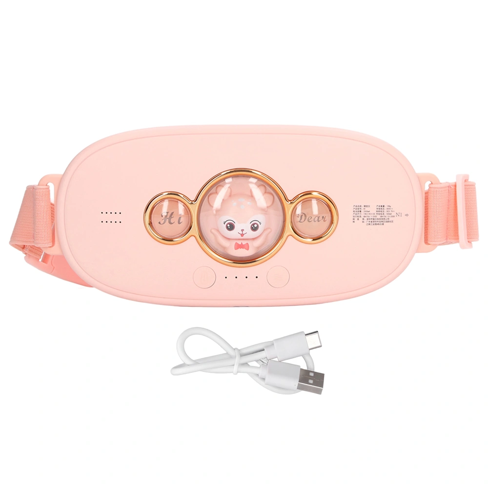 Waist Heating Pad Pink Hot Press Kneading Abdomen Vibration 10 Mode Belt Warmer Massage Voice Control