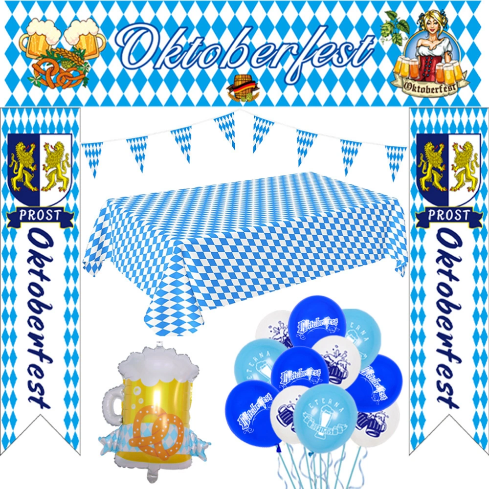 Oktoberfest Balloon Decoration Set Oktoberfest Party Bavaria Decoration Banner Balloons Hanging Decorations for Bavarian Beer Festival