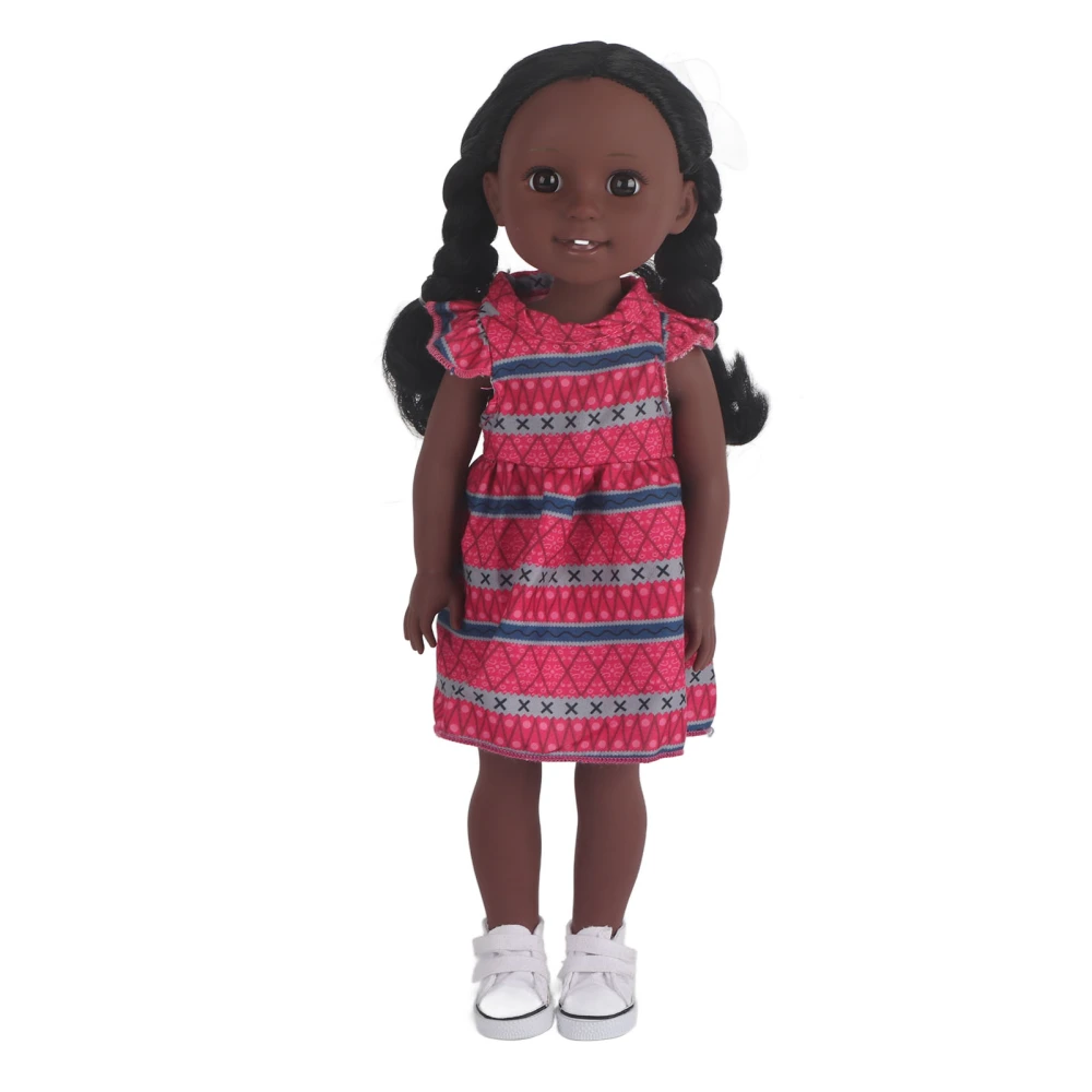 Vinyl Girl Doll 15 Inch Black Girl Doll with Exquisite Dress Shoes Home Decoration Birthday Gift for Children