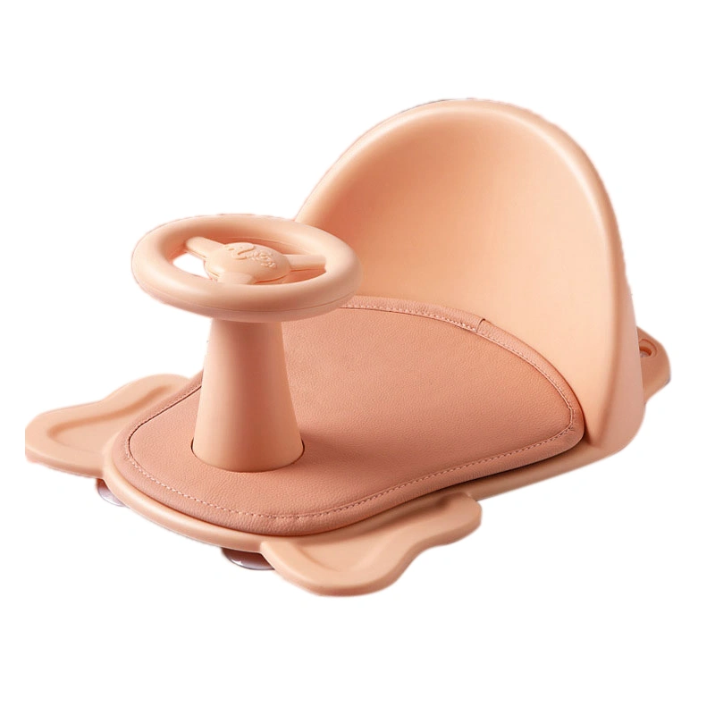 Baby Bath Seat Round Corners Triangular Structure Stable Bottom Bath Stools for Shower Pink