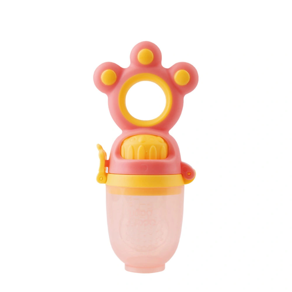 Baby Fruit Rotate Bite Feeder Pacifier Tasteless Silicone Cute Shape Push Feeder for Vegetables Pink