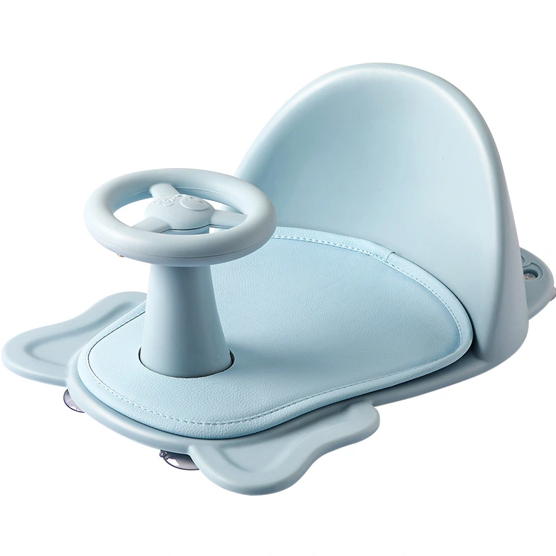 Baby Bath Seat Round Corners Triangular Structure Stable Bottom Bath Stools for Shower Blue