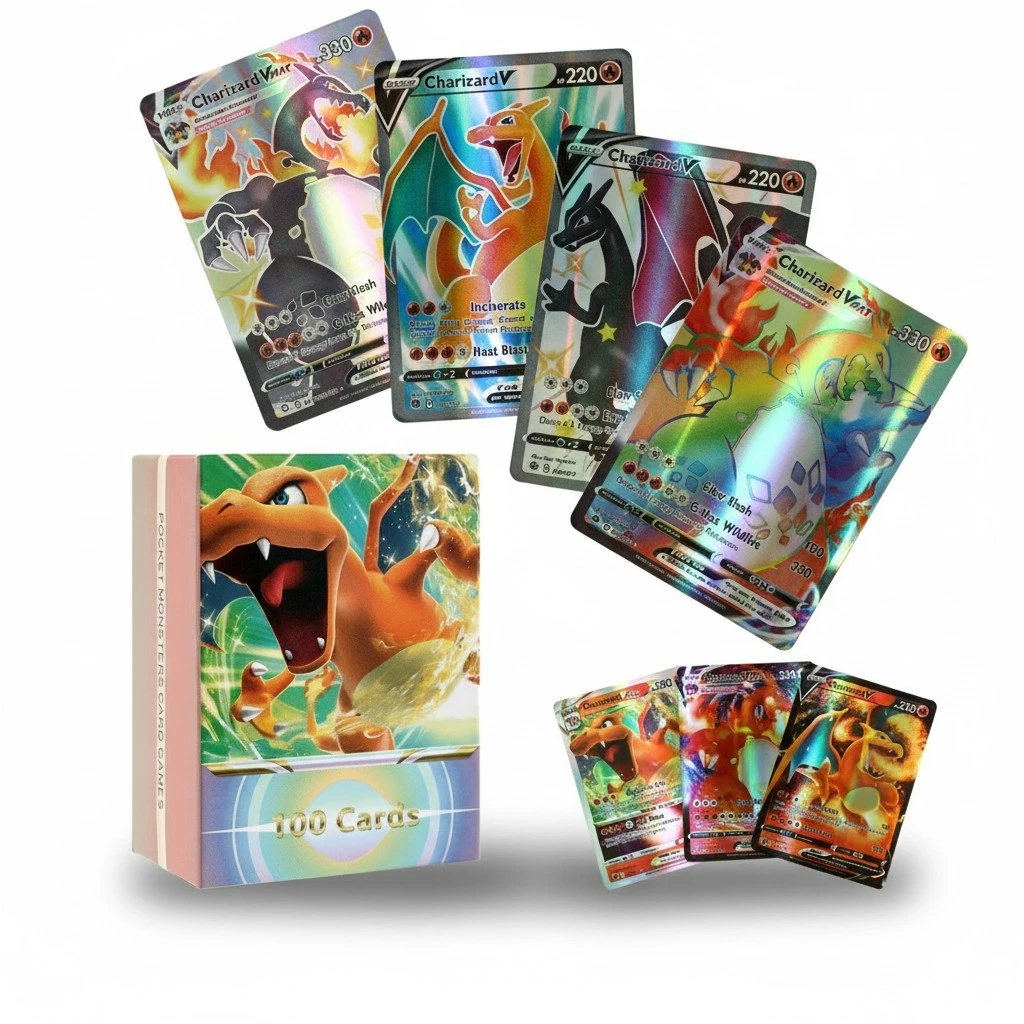 100Pcs Anime Cards Set Cartoon Game Cards Kids Trading Cards Collectibles Board Game Cards