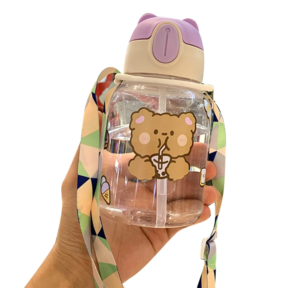 Baby Sippy Cup Shoulder Strap Water Bottle Toddler Soft Silicone Spout Cartoon Straw Cup Type 2