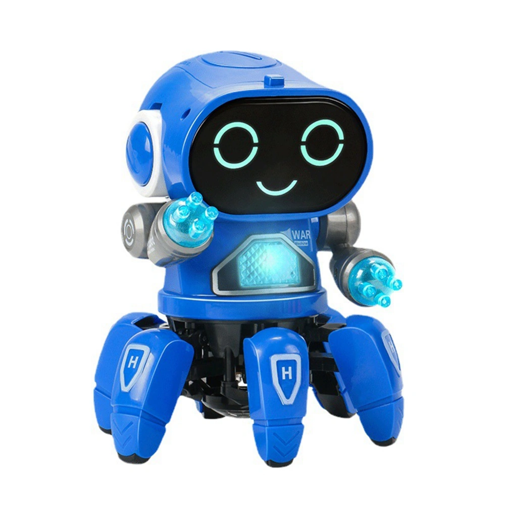 Robot Toy Six Claws Plastic Intelligent Dancing Singing Light Electric Robot Toy for Boys Blue