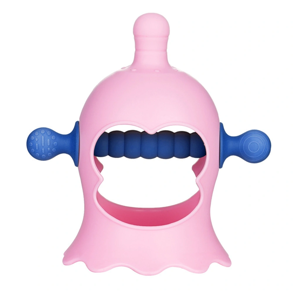 Baby Teether Silicone Safe Burr Free Anti Dropping Soothing Hand Pacifier for Infants Pink