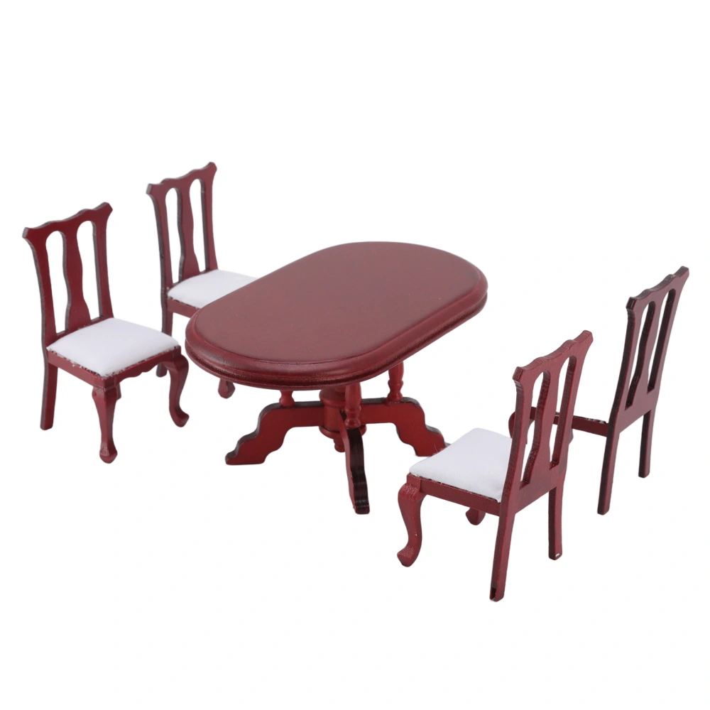 5pcs 1:12 Dollhouse Dining Table Chair Set Wooden Miniature Furniture Decoration Gift for Children