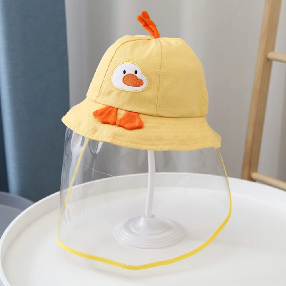 Kids Dust Proof Sun Hat Cotton Cartoon Adjustable Face Visor Guard Hat for Baby Children Yellow