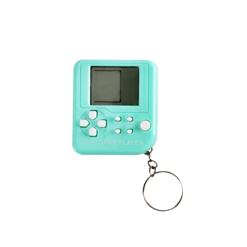 Keychain Blocks Game Machine Retro Blocks Mini Game Console Keyring Handheld Game Machine Cyan