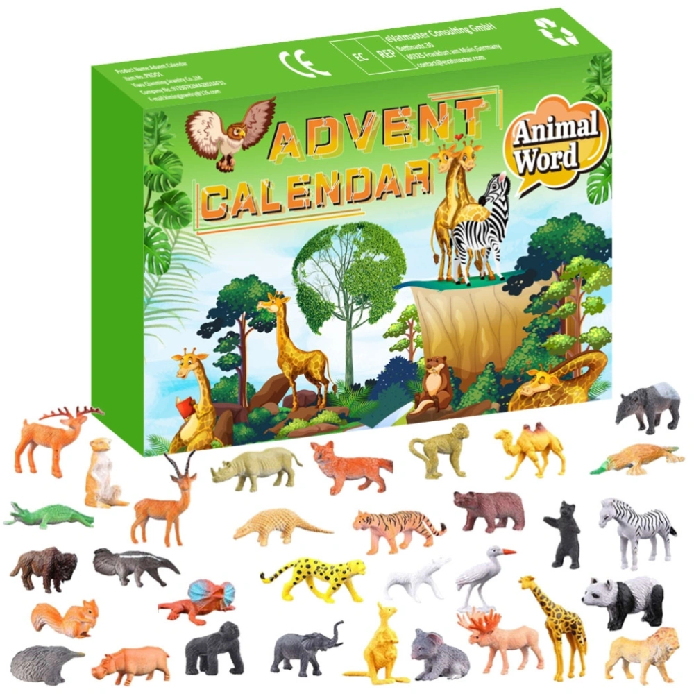 Christmas Advent Calendar Realistic Animal Figures Toys 24 Days Christmas Countdown Calendar Animal Figurine Toys for Kids Boys Girls